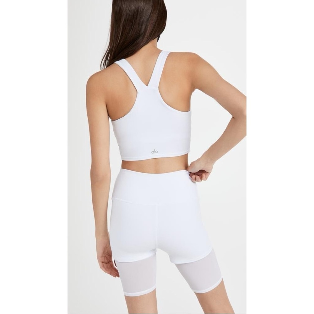 ALO Yoga Real Bra Tank - White Wide Strap V-Neck Built-In Shelf Bra Active Top - Picture 1 of 12